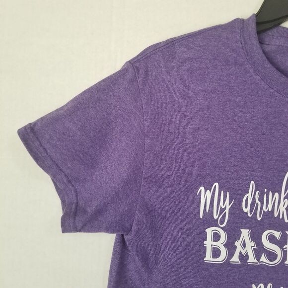 Gildan Purple Drinking & Baseball T-Shirt - Picture 4 of 6